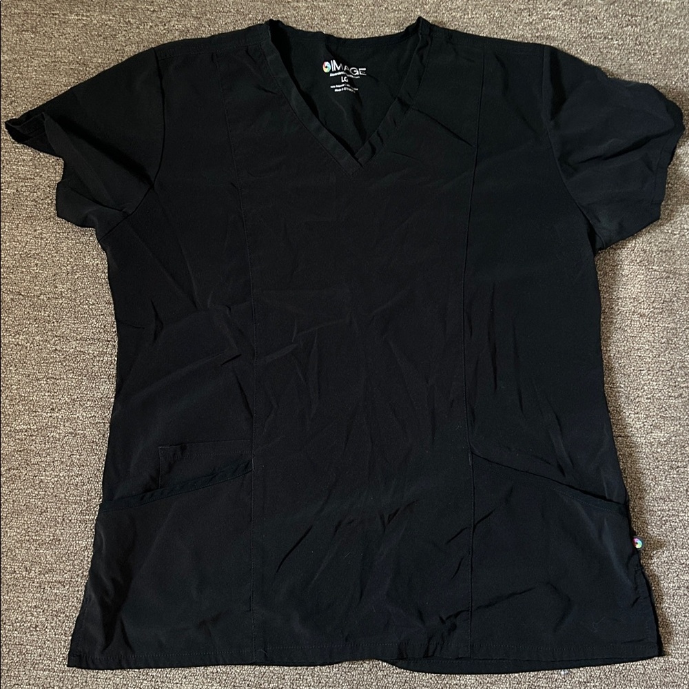 LG Black V-Neck Uniform Top / scrub top